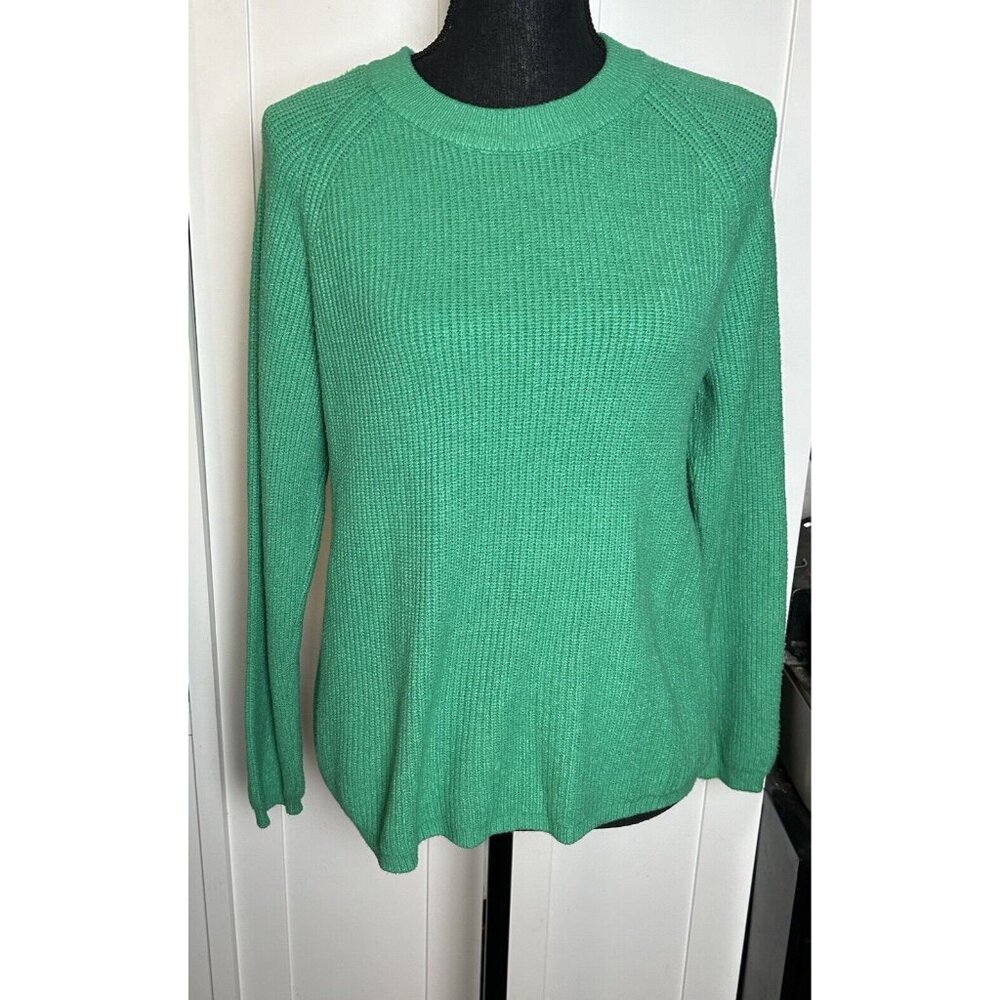 Tahari Womens Green Crew Neck Long Sleeve Sweater Knit Size XL RUNS SMALL Medium